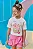 Conjunto de Blusa em Malha Power e Short Saia em Tecido de Viscose Kukiê Infantil Menina - Imagem 1
