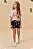 Conjunto de Blusa em Meia Malha e Shorts em Moletom sem Pelúcia Kukiê Infantil Menina - Imagem 2