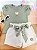 Conjunto de Blusa em Canelado de Viscose e Shorts em Moletom Linho sem Pelúcia Kukiê Infantil Menina - Imagem 1