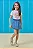 Conjunto de Blusa em Meia Malha e Short Saia em Jeans com Elastano Kukiê Infantil Menina - Imagem 1