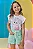 Conjunto de Blusa em Meia Malha e Shorts em Malha Waffle Kukiê Infantil Menina - Imagem 1