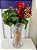 ARRANJO DE FLORES VASO DECORADO TRANSPARENTE - Imagem 1