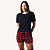 Pijama Feminino Verão Xadrez Vermelho - Imagem 1