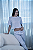 Pijama Meia Estação Cropped Com Calça Listrado Azul - Empório do Algodão - Imagem 4