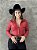 Body Camisa Cirrê Vermelho Bordado Texas Ranch - Imagem 1
