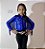 Body Camisa Infantil Blue Flowers c/ Franjas - Imagem 1