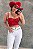 Cropped Vermelho Crystal Moda Country Texas Ranch Jeans TR53 - Imagem 1