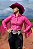 Body Camisa Cirrê Pink Neon Iridescent Franjas TR127 - Imagem 1