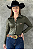 Body Camisa Cirrê Verde Escuro Bordado Marrom Claro Texas Ranch Ref. TR172 - Imagem 1