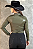 Body Camisa Cirrê Verde Escuro Bordado Amarelo Texas Ranch Ref. TR204 - Imagem 2