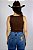 Blusinha Regata Marrom com Bojo Bordada Longhorn Ref. TR23 - Imagem 2