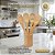 Conjunto de Utensílios de Cozinha em Bambu Premium com Suporte – 5 Peças | Colheres, Espátula, Garfo + Suporte - Imagem 1