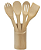 Conjunto de Utensílios de Cozinha em Bambu Premium com Suporte – 5 Peças | Colheres, Espátula, Garfo + Suporte - Imagem 4
