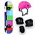 Skate Semi Profissional Colorido + Kit Proteção Rosa - Bel - Imagem 1