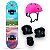 Skate Semi Profissional Paisagem Mar Azul + Kit Proteção Rosa - Bel - Imagem 1