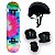 Skate Semi Profissional Colorido Rosa Verde Azul + Kit Proteção Preto - Bel - Imagem 1