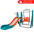 Playground Infantil 3 em 1 Com Escorregador Balanço e Cesta de Basquete Azul e Laranja - Imagem 1