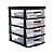 Gaveteiro Porta Objetos Organizador Com 4 Gavetas Preto Compacto Com Limitador De Gaveta - Jaguar - Imagem 3
