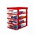 Gaveteiro Porta Objetos 4 Gavetas Vermelho Compacto Com Limitador De Gaveta - Jaguar - Imagem 3