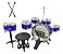 Mini Bateria Música Infantil Baqueta Brinquedo Importway Cor Azul Com Banqueta Pedal Menino - Imagem 1