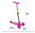 Patinete Infantil 3 Rodas Dobrável e Ajustável Roda com Led Ajuste de Altura Freio Roda Traseira Rosa - Imagem 2