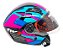 Capacete Aberto Moto FW3 X Open Up Fox Rosa Azul Com Óculos Solar Interno Fumê Viseira Cristal Tamanho 60 - Imagem 5