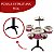 Mini Bateria Completa Música Infantil Baqueta Brinquedo Menina Menino Cor Vermelho - Imagem 5