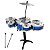 Mini Bateria Completa Música Infantil Baqueta Brinquedo Menina Menino Cor Azul - Imagem 1