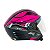Capacete Feminino Moto Aberto X Open Preto/Rosa Viseira Cristal Inmetro Tamanho 60 - FW3 - Imagem 3