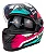 Capacete Moto Fechado GTX Super Azul Tiffany Rosa e Branco com Oculos Interno Viseira Cristal Tamanho 60 - FW3 - Imagem 9