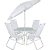 Conjunto Noronha Guarda-Sol Branco Cinza Marrom + 4 Cadeiras + Mesa em Aluminio Bel - Imagem 2