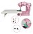 Máquina Costura Rosa Portátil Com Mesa Pedal Completa Bivolt - Imagem 1