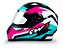 Capacete FW3 Com Narigueira GT Super Fechado Tamanho 56 Azul Rosa Com Rosa e Branco Forro Removível - Imagem 6