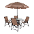 Conjunto Completo Acapulco Aço 4 Cadeiras + Mesa Jardim Área Externa + Ombrelone Guarda-Sol Cor Marrom - Mor - Imagem 1