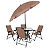 Conjunto Completo Acapulco Aço 4 Cadeiras + Mesa Jardim Área Externa + Ombrelone Guarda-Sol Cor Marrom - Mor - Imagem 2