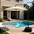 Ombrelone Lateral 3,00m Branco com Base e Manivela Proteção Solar UV Cobertura Poliéster Resistente para Jardim Piscina - Imagem 3