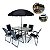 Jogo Conjunto 8 Peças Completo  Mesa 6 Cadeiras Guarda-sol Para Jardim E Piscina - Imagem 1