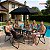 Jogo Conjunto 8 Peças Completo  Mesa 6 Cadeiras Guarda-sol Para Jardim E Piscina - Imagem 3