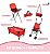 Kit Carrinho De Boneca Infantil 5 Peças Vermelho Importway Com Cadeira, Bercinho, Mochila E Acessórios - Imagem 7