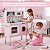 Cozinha Infantil Grande Mdf Rosa Com Máquina De Lavar Fogão Pia Torneira E Micro-ondas Brinquedo Completo Super Realista - Imagem 3