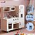 Cozinha Infantil Grande Mdf Bege Com Geladeira Fogão Pia Torneira E Micro-ondas Brinquedo Realista Completo Mini Chef - Imagem 7