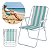 Cadeira De Praia Dobrável Ferro Branco E Verde Com Apoio De Braço Ideal Para Praia Piscina Camping E Lazer - Imagem 1