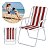 Cadeira De Praia Dobrável Ferro Branco E Vermelho Com Apoio De Braço Ideal Para Praia Piscina Camping E Lazer - Imagem 1