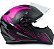 Capacete Para Moto FW3 Com Narigueira Modelo Gt2 Integral Cor Preto Com Rosa Resistente Tamanho 60 - Imagem 1