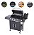 Churrasqueira A Gás 4 Queimadores 1 Lateral Preta Grill Inox Área Gourmet Churrasco Btu Alto Desempenho - Imagem 1