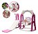 Playground 3 Em 1 Escorregador Balanço Basquete Rosa Infantil Importway Crianças 2 Anos - Imagem 1