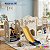 Playground Infantil 4 Em 1 Bege Com Escorregador Balanço Ponte E Basquete Importway - Imagem 7