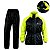 Conjunto Capa de Chuva Feminina Motociclista Nylon Traveller Com Bolso Forrado Preto com Amarelo Neon Tamanho G Pioneira - Imagem 1