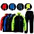 Conjunto Capa Chuva Moto Masculino Impermeável Nylon Forrado Bolso Zíper Capuz Refletivo Traveller Pioneira - Imagem 1