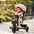 Triciclo Infantil 3 Em 1 Rosa Com Capota Empurrador Assento Gira 360° Reclina Rodas Eva Para Passeio - Imagem 6